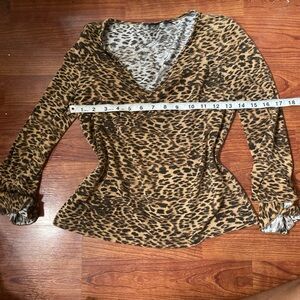 INC Leopard print top with ruffle sleeves